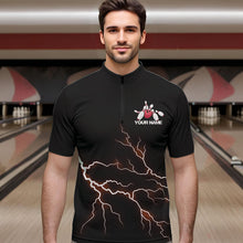 Load image into Gallery viewer, Red Thunder Lightning Bowling Wings Custom Bowling Team Quarter-Zip Shirts For Men IPHW8394