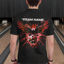 Load image into Gallery viewer, Black And Red Eagle Break Glass Custom Bowling Polo Shirts For Men, Bowling Team Shirt IPHW8399