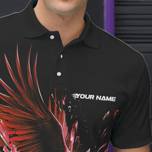 Load image into Gallery viewer, Black And Red Eagle Break Glass Custom Bowling Polo Shirts For Men, Bowling Team Shirt IPHW8399