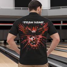Load image into Gallery viewer, Black And Red Eagle Break Glass Custom Bowling Quarter-Zip Shirts For Men, Bowling Team Shirt IPHW8399