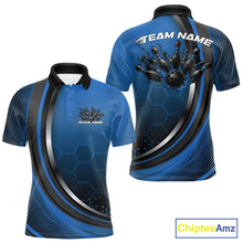 Load image into Gallery viewer, Custom Blue Flame Bowling Jerseys, Bowling Team Men Polo Shirt Bowlers Outfit IPHW11317