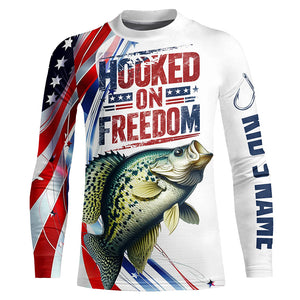 American Flag Crappie Fishing Custom Long Sleeve Fishing Shirts, Patriotic Crappie Fishing Jerseys IPHW6808