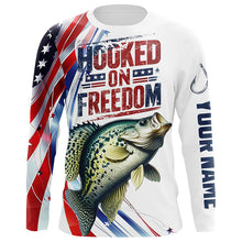 Load image into Gallery viewer, American Flag Crappie Fishing Custom Long Sleeve Fishing Shirts, Patriotic Crappie Fishing Jerseys IPHW6808