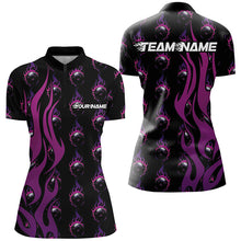 Load image into Gallery viewer, Custom Purple Flame Bowling Shirts For Women, Bowling League Shirts With Team Name IPHW6969