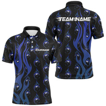 Load image into Gallery viewer, Custom Blue Flame Bowling Shirts For Men, Bowling League Shirts With Team Name IPHW6970