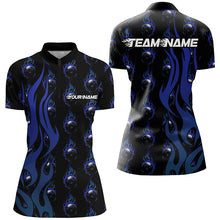 Load image into Gallery viewer, Custom Blue Flame Bowling Shirts For Women, Bowling League Shirts With Team Name IPHW6970