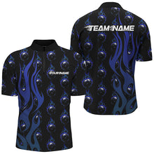 Load image into Gallery viewer, Custom Blue Flame Bowling Shirts For Men, Bowling League Shirts With Team Name IPHW6970