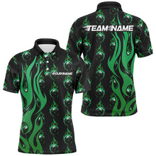 Load image into Gallery viewer, Custom Green Flame Bowling Shirts For Men, Bowling League Shirts With Team Name IPHW6971