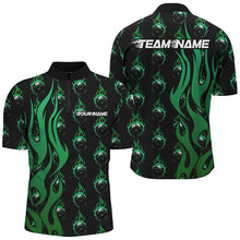 Load image into Gallery viewer, Custom Green Flame Bowling Shirts For Men, Bowling League Shirts With Team Name IPHW6971