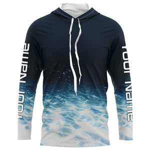 Underwater Background Long Sleeve Uv Protection Fishing Shirts, Personalized Fishing Jersey IPHW7189