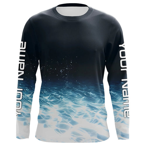 Underwater Background Long Sleeve Uv Protection Fishing Shirts, Personalized Fishing Jersey IPHW7189