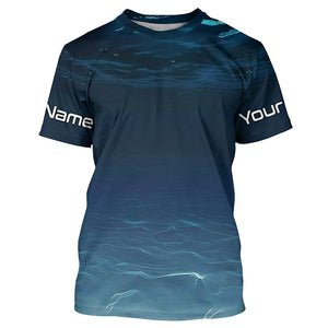 Underwater Background Long Sleeve Uv Protection Fishing Shirts, Personalized Fishing Jersey IPHW7190