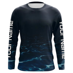 Underwater Background Long Sleeve Uv Protection Fishing Shirts, Personalized Fishing Jersey IPHW7191