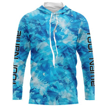 Load image into Gallery viewer, Blue Sea Waves Ocean Camo Long Sleeve Uv Protection Fishing Shirts, Personalized Fishing Jersey IPHW7194