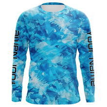 Load image into Gallery viewer, Blue Sea Waves Ocean Camo Long Sleeve Uv Protection Fishing Shirts, Personalized Fishing Jersey IPHW7194