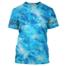 Load image into Gallery viewer, Blue Sea Waves Ocean Camo Long Sleeve Uv Protection Fishing Shirts, Personalized Fishing Jersey IPHW7194