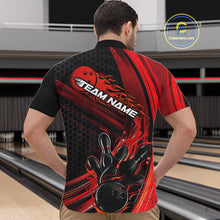 Load image into Gallery viewer, Custom Black And Red Flame Bowling Jerseys, Bowling Team Quarter-Zip Shirts For Men IPHW9884