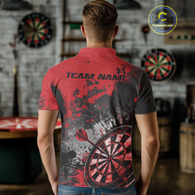 Load image into Gallery viewer, Custom Black And Red Splatter Dart Men Polo Shirt, Grunge Style Dart Team Jerseys IPHW10053
