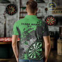 Load image into Gallery viewer, Custom Black And Green Splatter Dart Men Polo Shirt, Grunge Style Dart Team Jerseys IPHW10054