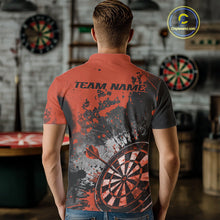 Load image into Gallery viewer, Custom Black And Orange Splatter Dart Men Polo Shirt, Grunge Style Dart Team Jerseys IPHW10057