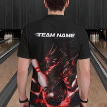 Load image into Gallery viewer, Custom Black And Red Flame Dragon Bowling Polo Shirts For Men, Bowling Tournament Team Shirt IPHW8415
