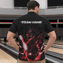Load image into Gallery viewer, Custom Black And Red Flame Dragon Bowling Quarter-Zip Shirts For Men, Bowling Tournament Team Shirt IPHW8415