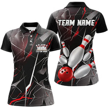 Load image into Gallery viewer, Red Thunder Lightning Custom Bowling Team Shirts For Women, Strike Bowling Jerseys IPHW6466