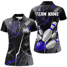 Load image into Gallery viewer, Blue Thunder Lightning Custom Bowling Team Shirts For Women, Strike Bowling Jerseys IPHW6467