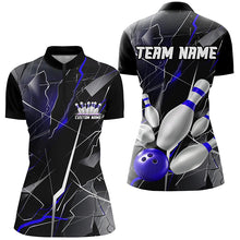 Load image into Gallery viewer, Blue Thunder Lightning Custom Bowling Team Shirts For Women, Strike Bowling Jerseys IPHW6467