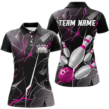Load image into Gallery viewer, Pink Thunder Lightning Custom Bowling Team Shirts For Women, Strike Bowling Jerseys IPHW6468