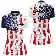 Load image into Gallery viewer, American Flag Custom Bowling Team Shirts For Women, Patriotic Bowling Team Jerseys IPHW6977
