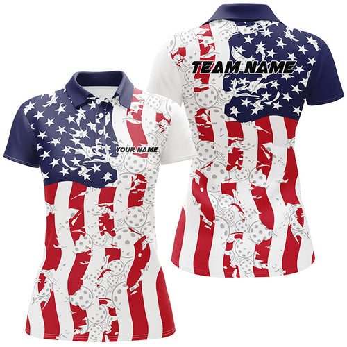 American Flag Custom Pickleball Team Shirts For Women, Patriotic Pickleball Jerseys IPHW6979