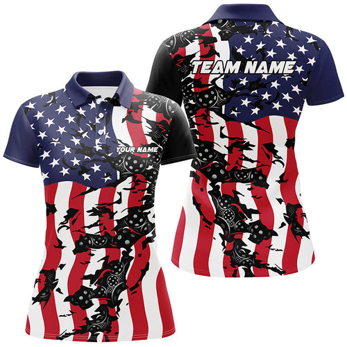 American Flag Custom Pickleball Team Shirts For Women, Patriotic Pickleball Jerseys IPHW6980