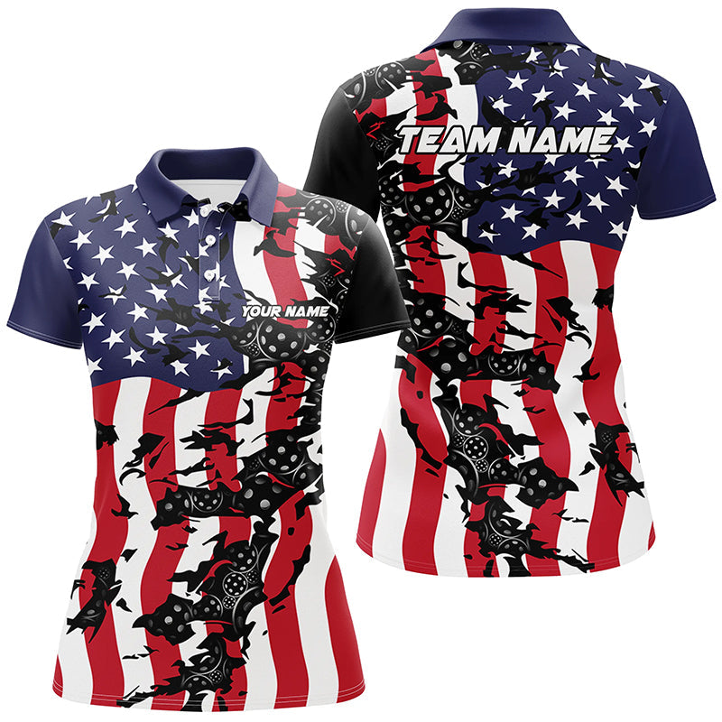 American Flag Custom Pickleball Team Shirts For Women, Patriotic Pickleball Jerseys IPHW6980