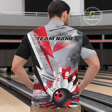 Load image into Gallery viewer, Custom Red And Gray Geometric Bowling Jerseys Bowling Team Quarter-Zip Shirts For Men IPHW9508