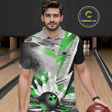 Load image into Gallery viewer, Custom Green And Gray Geometric Bowling Jerseys Bowling Team Polo Shirts For Men IPHW9510