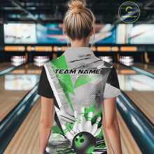 Load image into Gallery viewer, Custom Green And Gray Geometric Bowling Jerseys Bowling Team Polo Shirts For Women IPHW9510