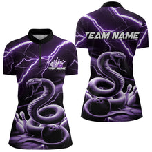 Load image into Gallery viewer, Custom Black And Purple Thunder Lightning Snake Bowling Team Quarter-Zip Shirts For Women IPHW8648