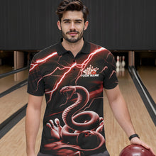 Load image into Gallery viewer, Custom Black And Red Thunder Lightning Snake Bowling Polo Shirts For Men, Team Outfits IPHW8649