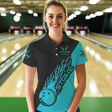 Load image into Gallery viewer, Custom Bowling Shirts For Women, Bowling Team Shirts Bowling Strike | Ball Blue IPHW4289