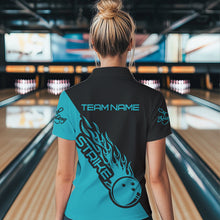 Load image into Gallery viewer, Custom Bowling Shirts For Women, Bowling Team Shirts Bowling Strike | Ball Blue IPHW4289