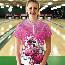 Load image into Gallery viewer, Sassy Classy Flamingo Queen Custom Women Bowling Shirt, Glamorous Bowlers Outfit IPHW11025