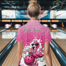 Load image into Gallery viewer, Sassy Classy Flamingo Queen Custom Women Bowling Shirt, Glamorous Bowlers Outfit IPHW11025