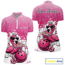 Load image into Gallery viewer, Sassy Classy Flamingo Queen Custom Women Bowling Shirt, Glamorous Bowlers Outfit IPHW11025