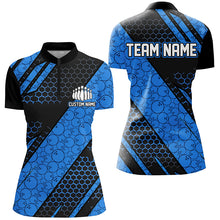 Load image into Gallery viewer, Bowling Ball Pattern Custom Bowling Team Jerseys, Bowlers Shirts For Women | Blue IPHW6474