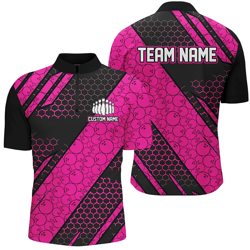 Bowling Ball Pattern Custom Bowling Team Jerseys, Bowlers Shirts For Men And Women | Pink IPHW6477