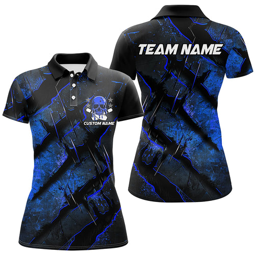 Blue Claw Customize Team Bowling Shirts, Skull Bowling Jerseys For Women IPHW6483