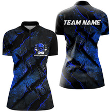 Load image into Gallery viewer, Blue Claw Customize Team Bowling Shirts, Skull Bowling Jerseys For Women IPHW6483