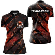 Load image into Gallery viewer, Orange Claw Customize Team Bowling Shirts, Skull Bowling Jerseys For Women IPHW6484