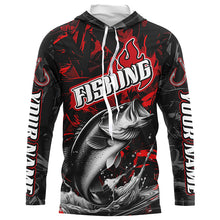 Load image into Gallery viewer, Largemouth Bass Fishing Custom Long Sleeve Shirts, Bass Tournament Fishing Jerseys | Red Camo IPHW6657